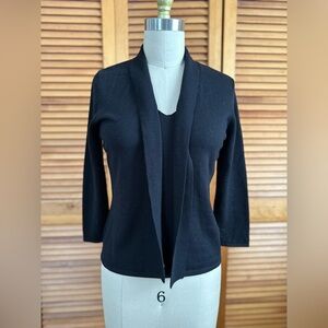 Ann Taylor Tie Collar Black Sweater